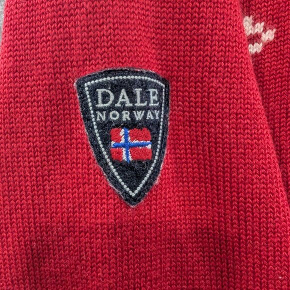 Dale of Norway Red White Sweater 1/4 Zip Up Neck Wool Knit Men's XL - Picture 6 of 9